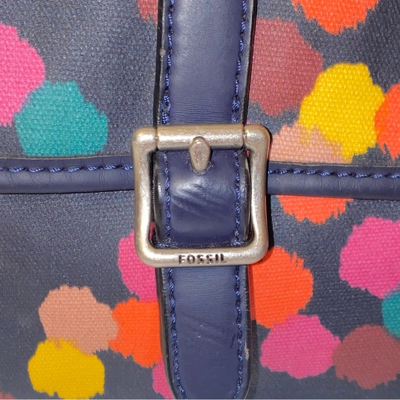Fossil Keyper Navy Blue with Abstract Floral Design Coated Canvas Clutch - Picture 11 of 13